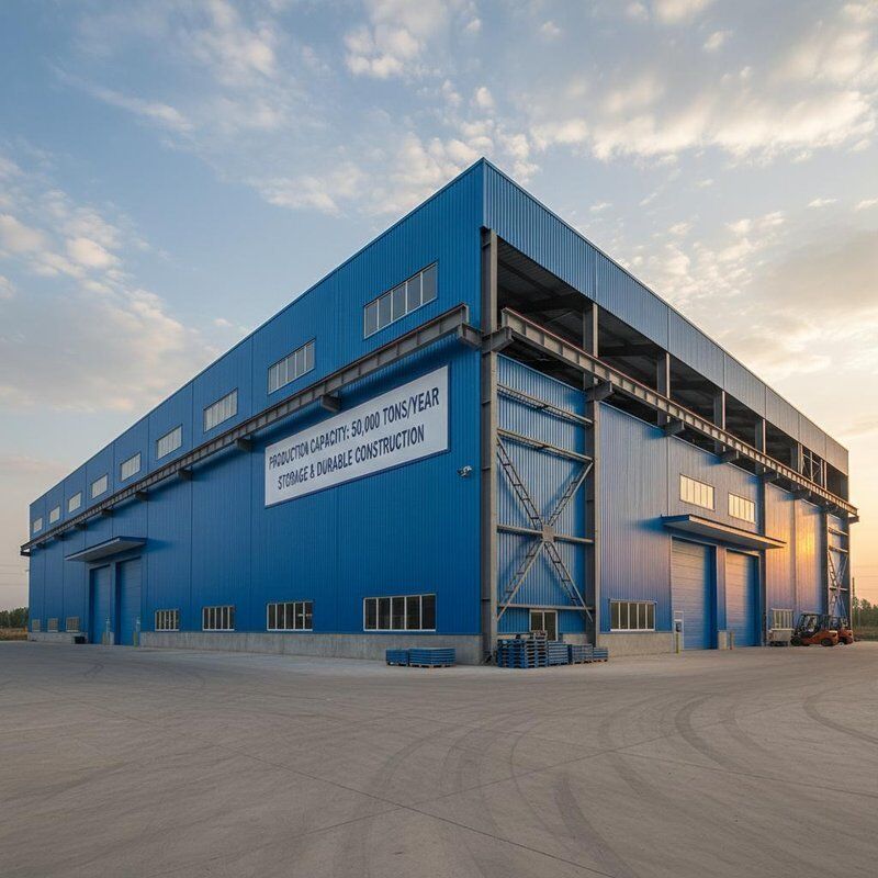 Warehouse Frame Color Blue Wall Color Steel Frame Warehouse Offering 50000tons per Year ...