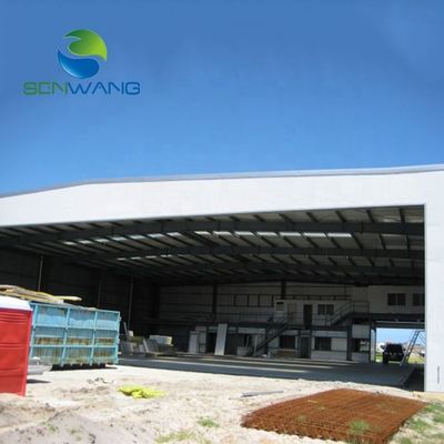 Industrial Steel Structure Storage Warehouse With 10% Roof Pitch And Glass Wool / Rock Wool Insulation