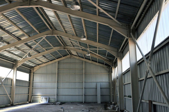 Customized Steel Structure Workshop With Cladding Sheet / Sandwich Panel