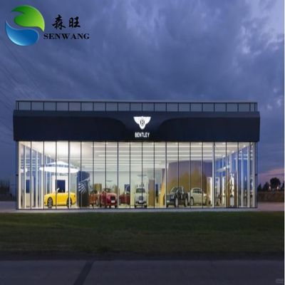 Prefabricated Car Showroom And Warehouse High End Steel Structure Exhibition Hall With Sliding / Rolling Door