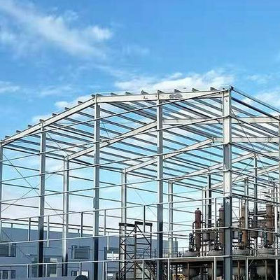 Prefab Warehouse Building With EPS Sandwich Wall Cladding Round Steel Bat Bracing And Sandwich Panel Roofing