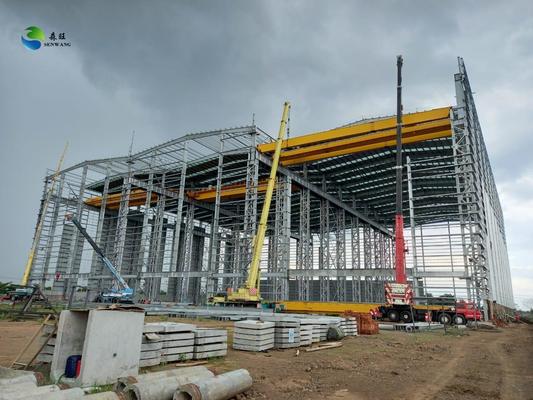 Glass Wool Sandwich Panel Steel Structure Warehouse Built to Custom Wind Load Standards with Highly Waterproof Design