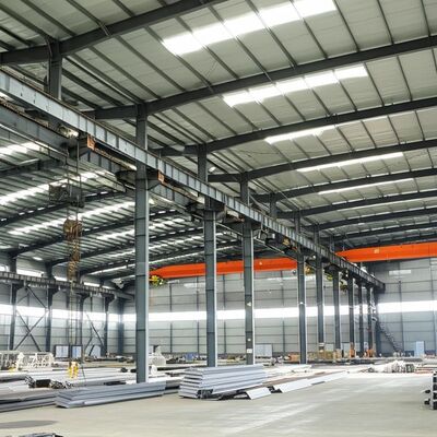 Q235 Q355 Grade Steel Structure Warehouse with 5 Tons 2 Pcs Crane Capacity and 30000ton Year Production Volume