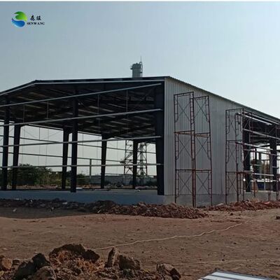Sloped Roof Steel Structure Warehouse with Steel Color Sheet Panels for Spacious Storage Capacity