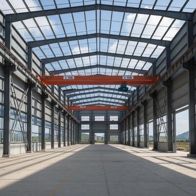 Customized Size Steel Structure Warehouse with Sloped Roof and Painted Surface Treatment for Industrial Storage