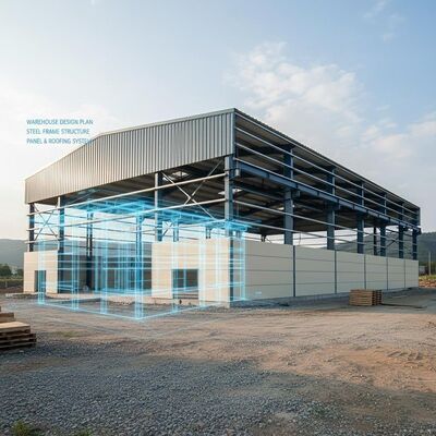 Painted With Hempel Steel Structure Warehouse With Aluminum Alloy Or Plastic Steel Windows And Roof Slope Or Flat Providing And Storage Space