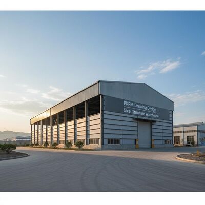 PKPM Drawing Design Steel Structure Warehouse Featuring Single Steel Sheet Roofing and Gable Roof Ideal for Large Scale Storage
