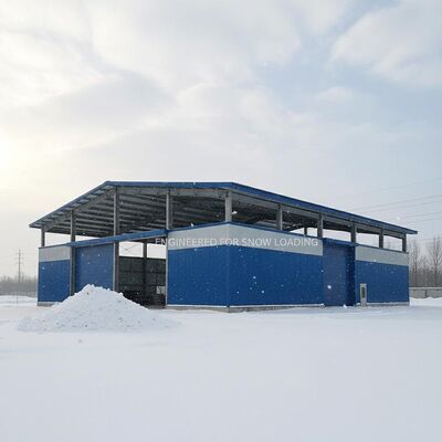 Sandwich Panel Roofing Steel Storage Building Engineered to Withstand Snow Loading As Clients Requirement and Storage Facility