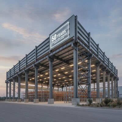 50 Years Structural Metal Structure Warehouse Featuring Strong H Section Steel Construction Ideal for Commercial Storage
