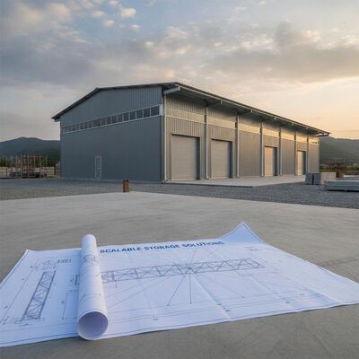Buyer drawing plan metal structure warehouse featuring concrete foundation type designed for and scalable storage solutions