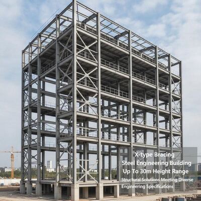 X-type Bracing Steel Engineering Building Up To 30m Height Range Structural Solutions Meeting Diverse Engineering Specifications
