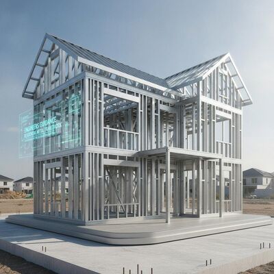 Engineers guidance Residential Metal framework building providing expert support for residential construction efficiency