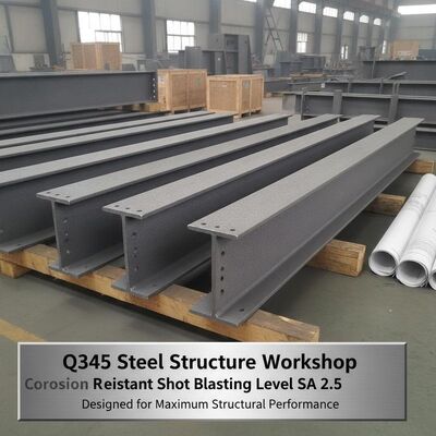Q345 Steel Structure Workshop Corrosion Resistant Shot Blasting Level SA 2.5 Designed for Maximum Structural Performance