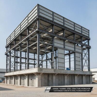 Grade 7 Seismic Steel Structure Workshop Customized Concrete Steel Foundation Type Designed for Long Lasting Performance