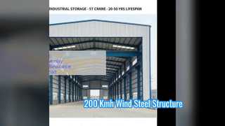 Steel Structure 200 Kmh Wind Load Warehouse Workshop